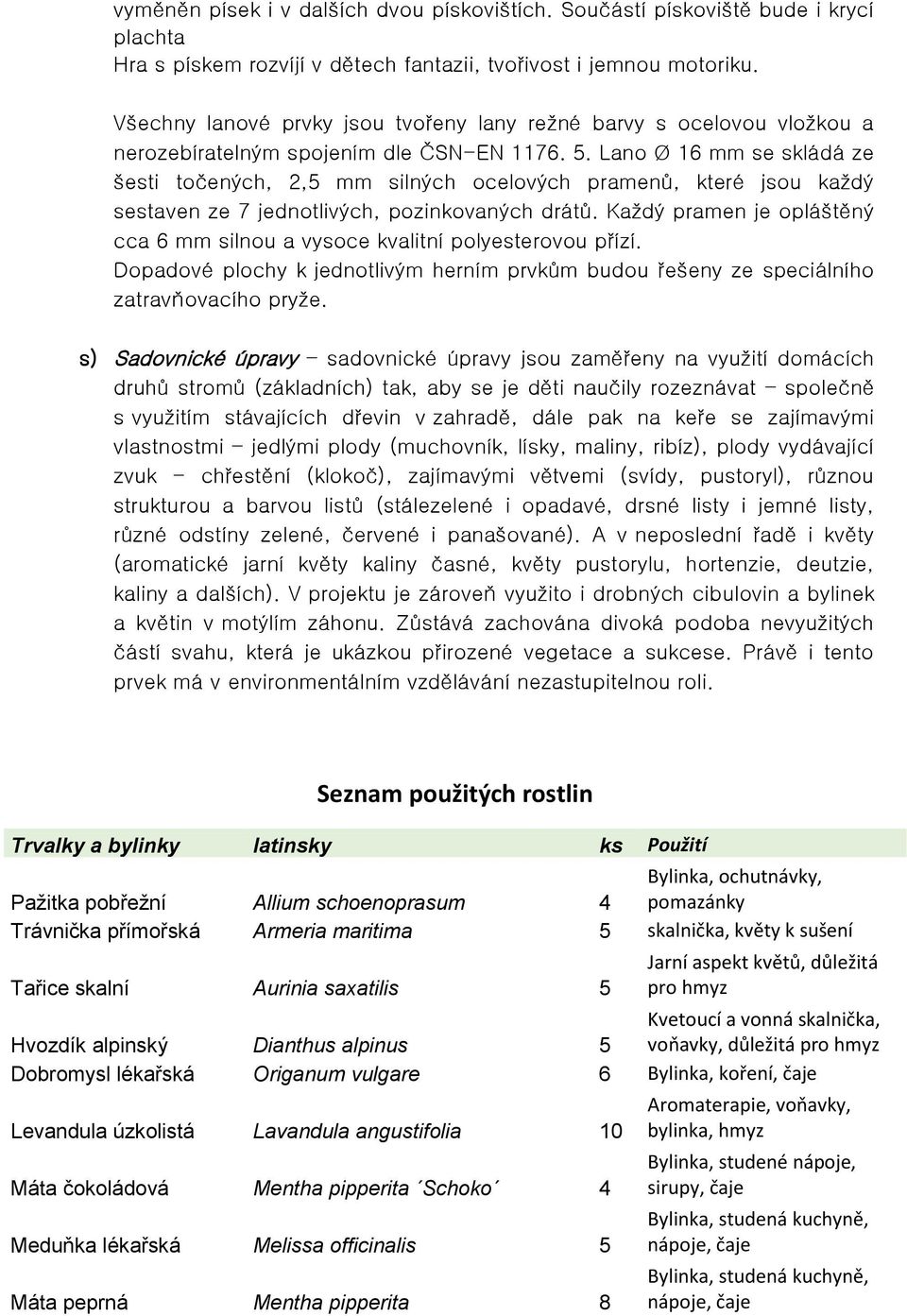 Lano Ø 16 mm se skládá ze šesti točených, 2,5 mm silných ocelových pramenů, které jsou každý sestaven ze 7 jednotlivých, pozinkovaných drátů.