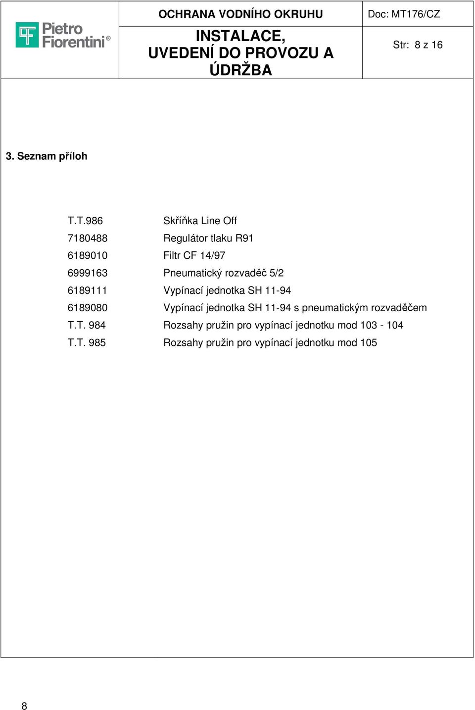 Vypínací jednotka SH 11-94 Vypínací jednotka SH 11-94 s pneumatickým rozvaděčem