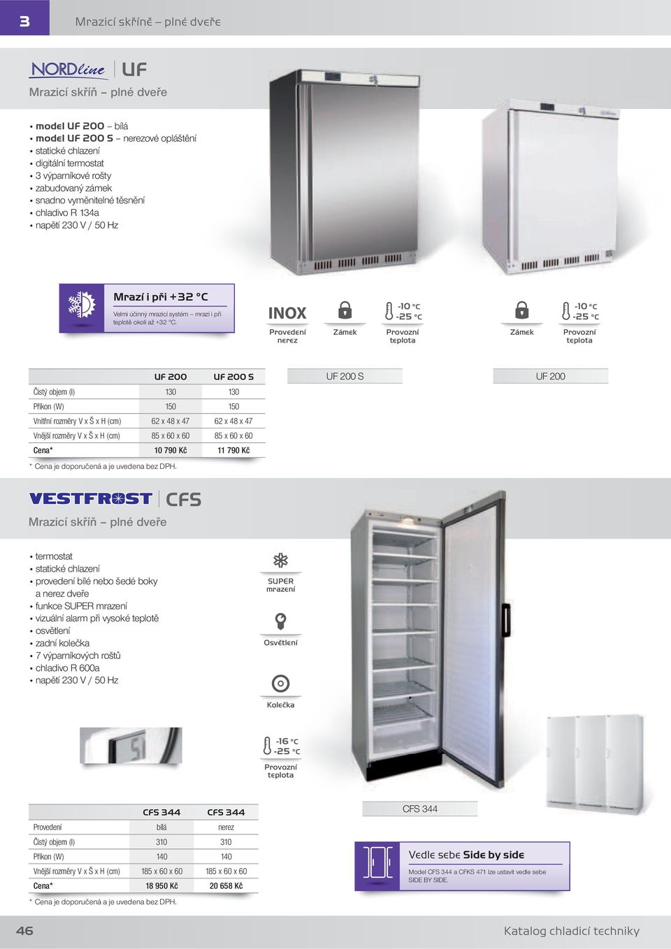 INOX -10 C -25 C -10 C -25 C UF 200 UF 200 S Čistý objem (l) 130 130 Příkon (W) 150 150 Vnitřní rozměry V x Š x H (cm) 62 x 48 x 47 62 x 48 x 47 Vnější rozměry V x Š x H (cm) 85 x 60 x 60 85 x 60 x