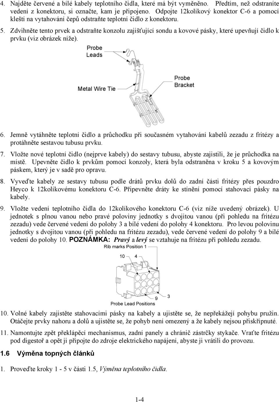 Zdvihněte tento prvek a odstraňte konzolu zajišťující sondu a kovové pásky, které upevňují čidlo k prvku (viz obrázek níže). Probe Leads Metal Wire Tie Probe Bracket 6.