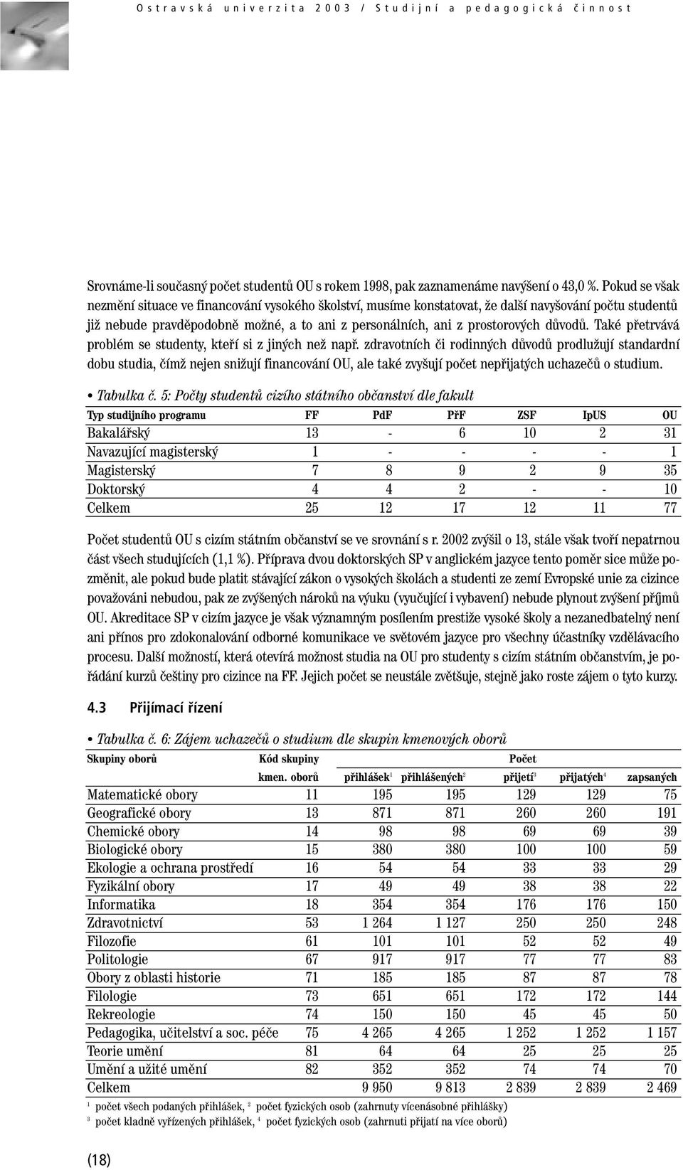 důvodů. Také přetrvává problém se studenty, kteří si z jiných než např.