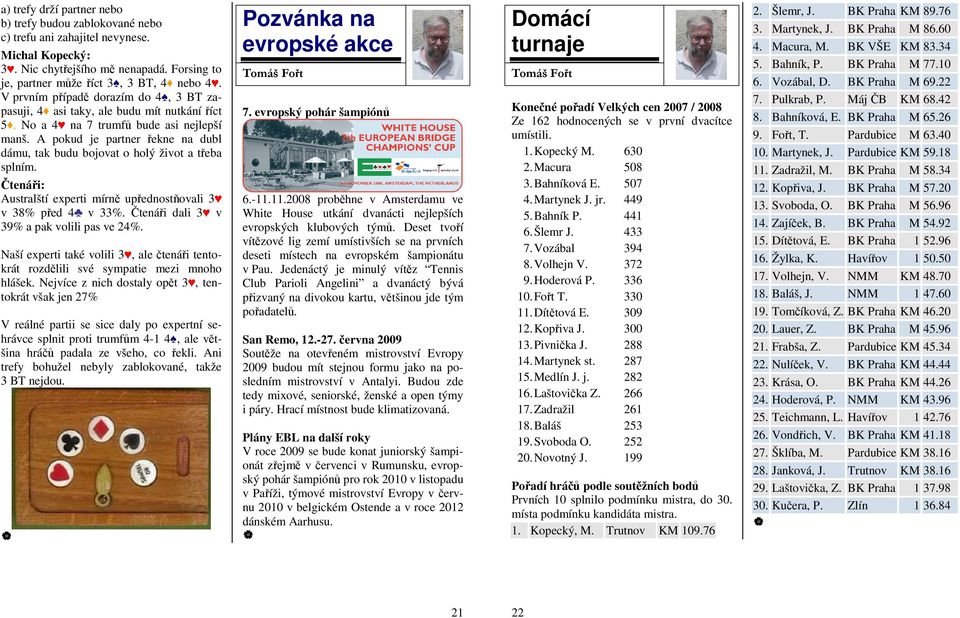 A pokud je partner řekne na dubl dámu, tak budu bojovat o holý život a třeba splním. Čtenáři: Australští experti mírně upřednostňovali 3 v 38% před 4 v 33%. Čtenáři dali 3 v 39% a pak volili ve 24%.