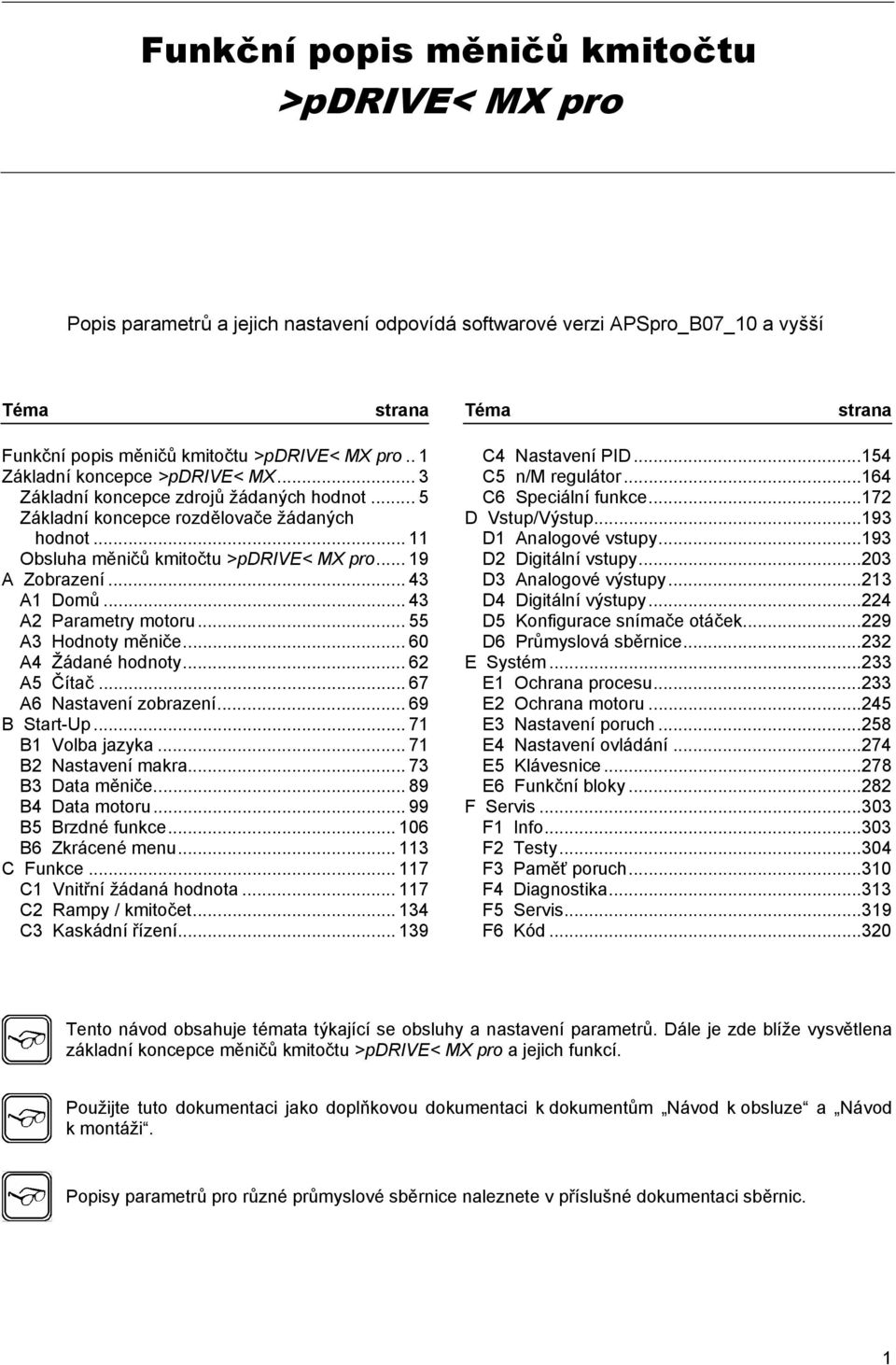 .. 43 A1 Domů... 43 A2 Parametry motoru... 55 A3 Hodnoty měniče... 60 A4 Žádané hodnoty... 62 A5 Čítač... 67 A6 Nastavení zobrazení... 69 B Start-Up... 71 B1 Volba jazyka... 71 B2 Nastavení makra.