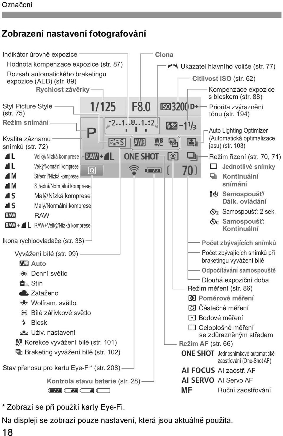 72) 73 Velý/Nízá omprese 83 Velý/Normální omprese 74 Střední/Nízá omprese 84 Střední/Normální omprese 76 Malý/Nízá omprese 86 Malý/Normální omprese 1 RAW 1+73 RAW+Velý/Nízá omprese Iona