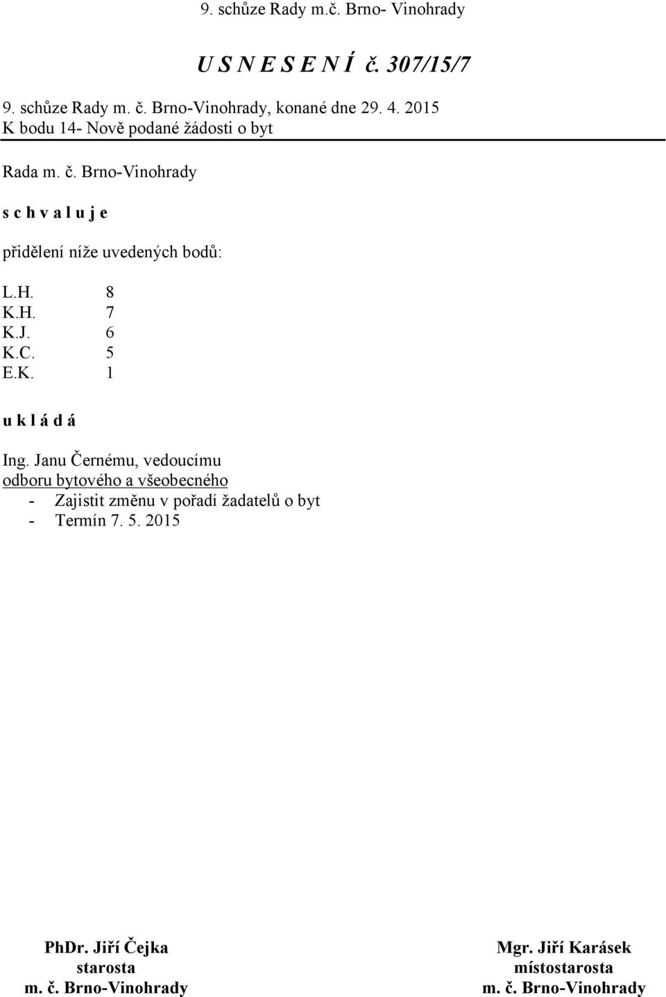 bodů: L.H. 8 K.H. 7 K.J. 6 K.C. 5 E.K. 1 Ing.