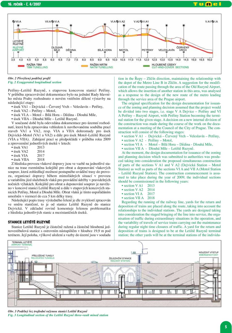 VA2 Petřiny Motol, úsek VI.A Motol Bílá Hora Dědina - Dlouhá Míle, úsek VIIA Dlouhá Míle Letiště Ruzyně.