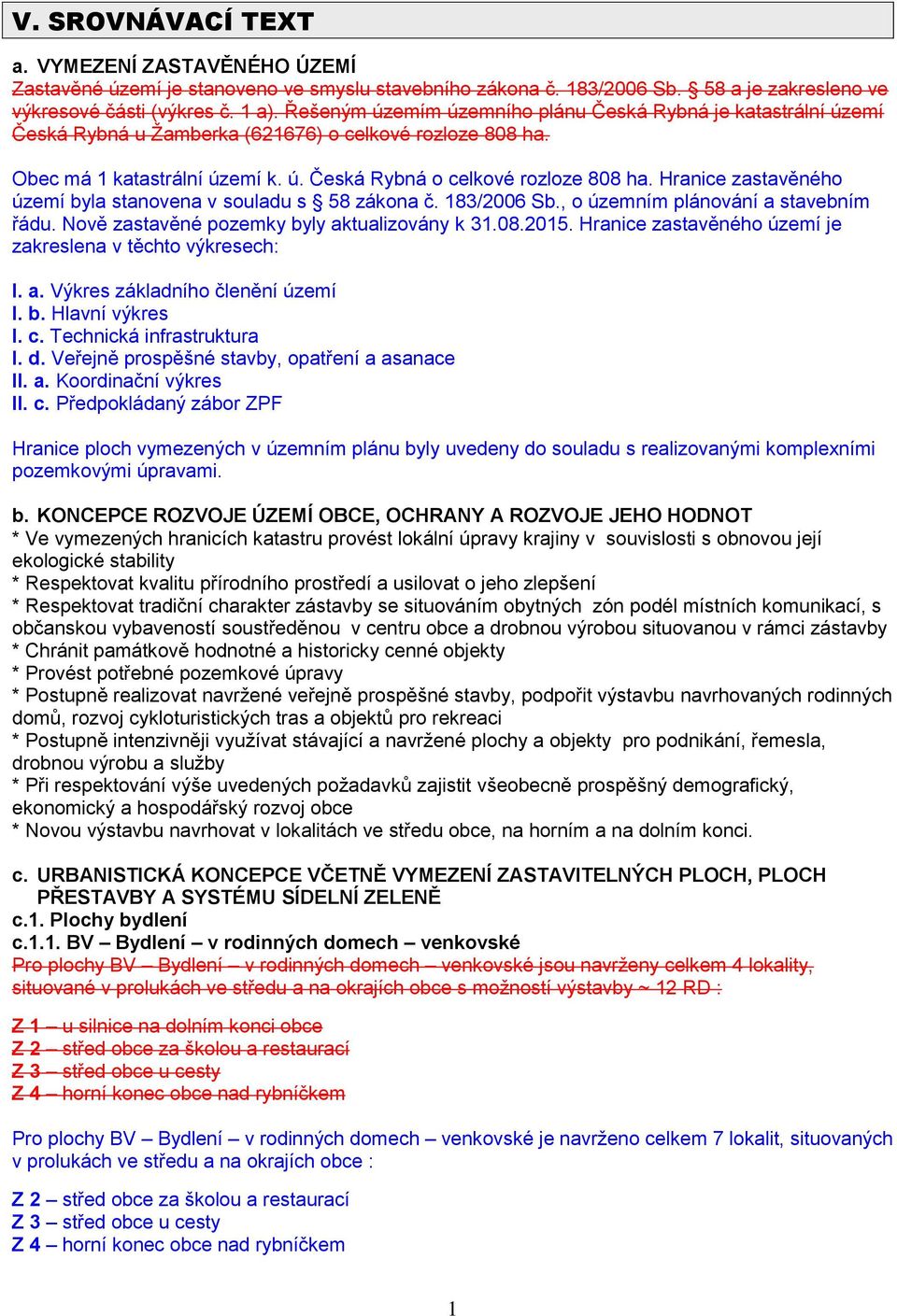 Hranice zastavěného území byla stanovena v souladu s 58 zákona č. 183/2006 Sb., o územním plánování a stavebním řádu. Nově zastavěné pozemky byly aktualizovány k 31.08.2015.