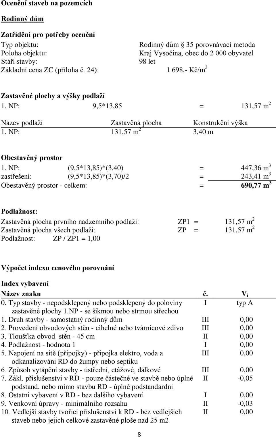 NP: 131,57 m 2 3,40 m Obestavěný prostor 1.