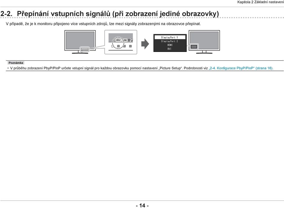 připojeno více vstupních zdrojů, lze mezi signály zobrazenými na obrazovce přepínat.