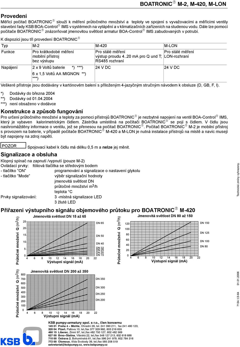 K dispozici jsou tři provedení BOATRONIC R Typ M-2 M-420 M-LON Funkce Pro krátkodobé měření mobilní přístroj bez výstupu Napájení 2x9Voltů baterie *) ***) 6x1,5Voltů AA MIGNON **) ***) Pro stálé