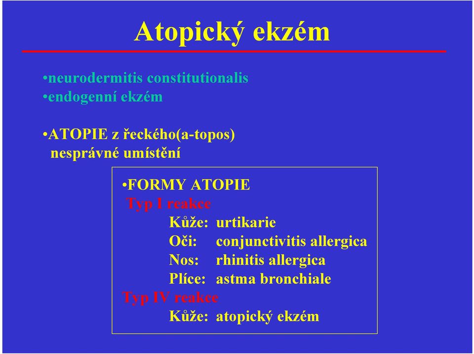 reakce Kůže: urtikarie Oči: conjunctivitis allergica Nos: