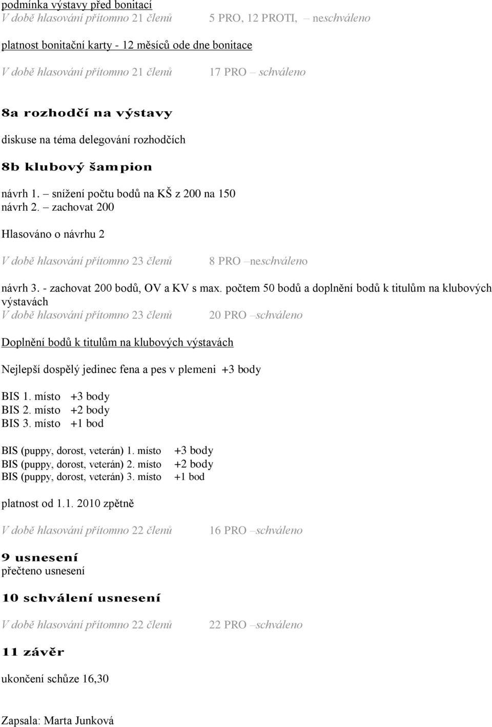 počtem 50 bodů a doplnění bodů k titulům na klubových výstavách 20 PRO schváleno Doplnění bodů k titulům na klubových výstavách Nejlepší dospělý jedinec fena a pes v plemeni +3 body BIS 1.