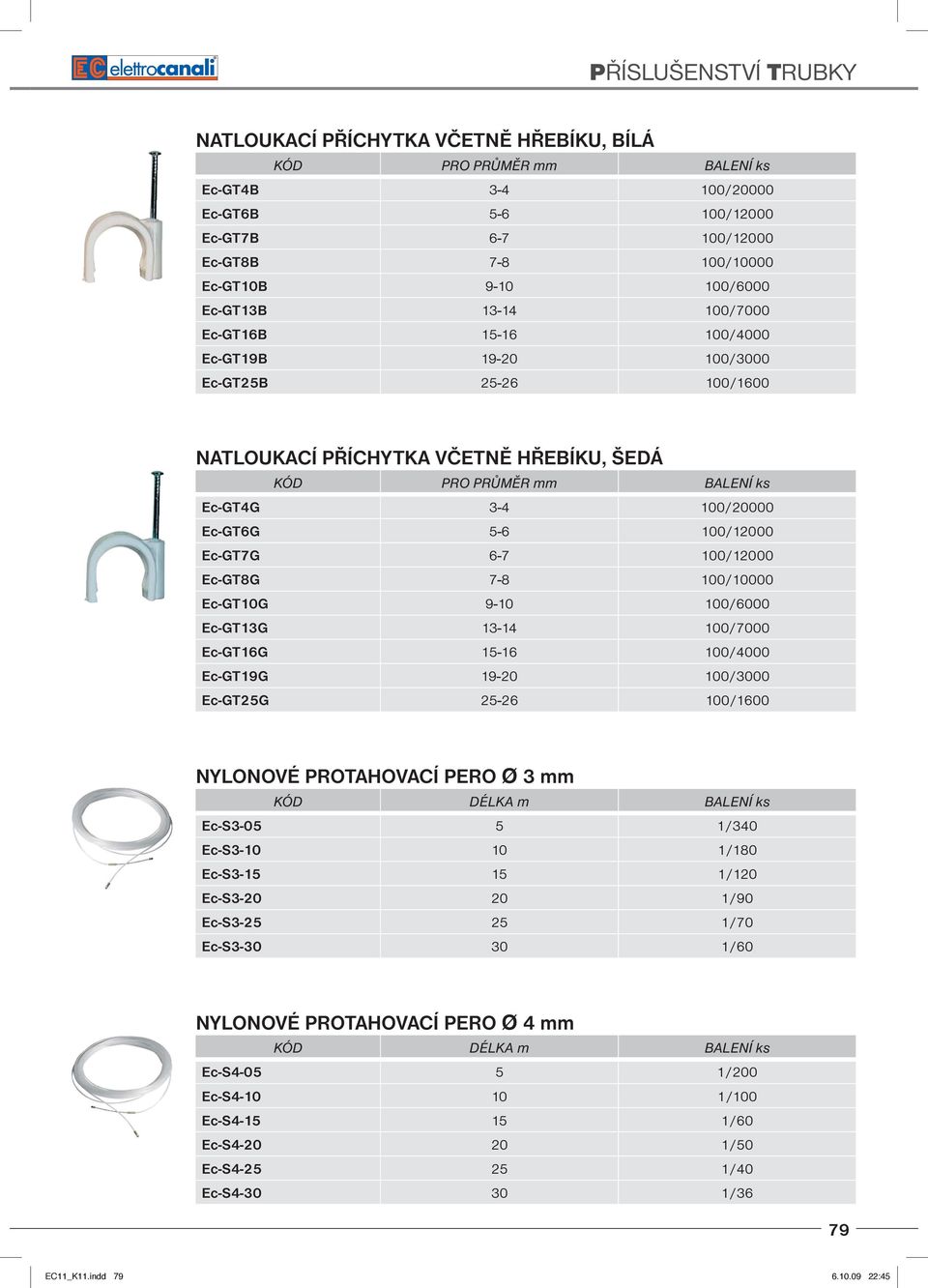 Ec-GT7G 6-7 100/12000 Ec-GT8G 7-8 100/10000 Ec-GT10G 9-10 100/6000 Ec-GT13G 13-14 100/7000 Ec-GT16G 15-16 100/4000 Ec-GT19G 19-20 100/3000 Ec-GT25G 25-26 100/1600 NYLONOVÉ PROTAHOVACÍ PERO Ø 3 mm KÓD