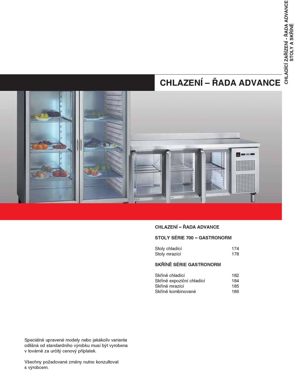 chladící 184 Skříně mrazící 185 Skříně kombinované 186 Speciálně upravené modely nebo jakákoliv varianta odlišná od