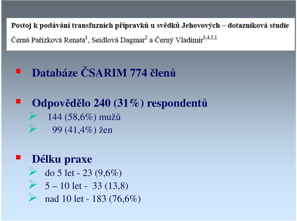 (41,4%) žen Délku praxe do 5 let - 23