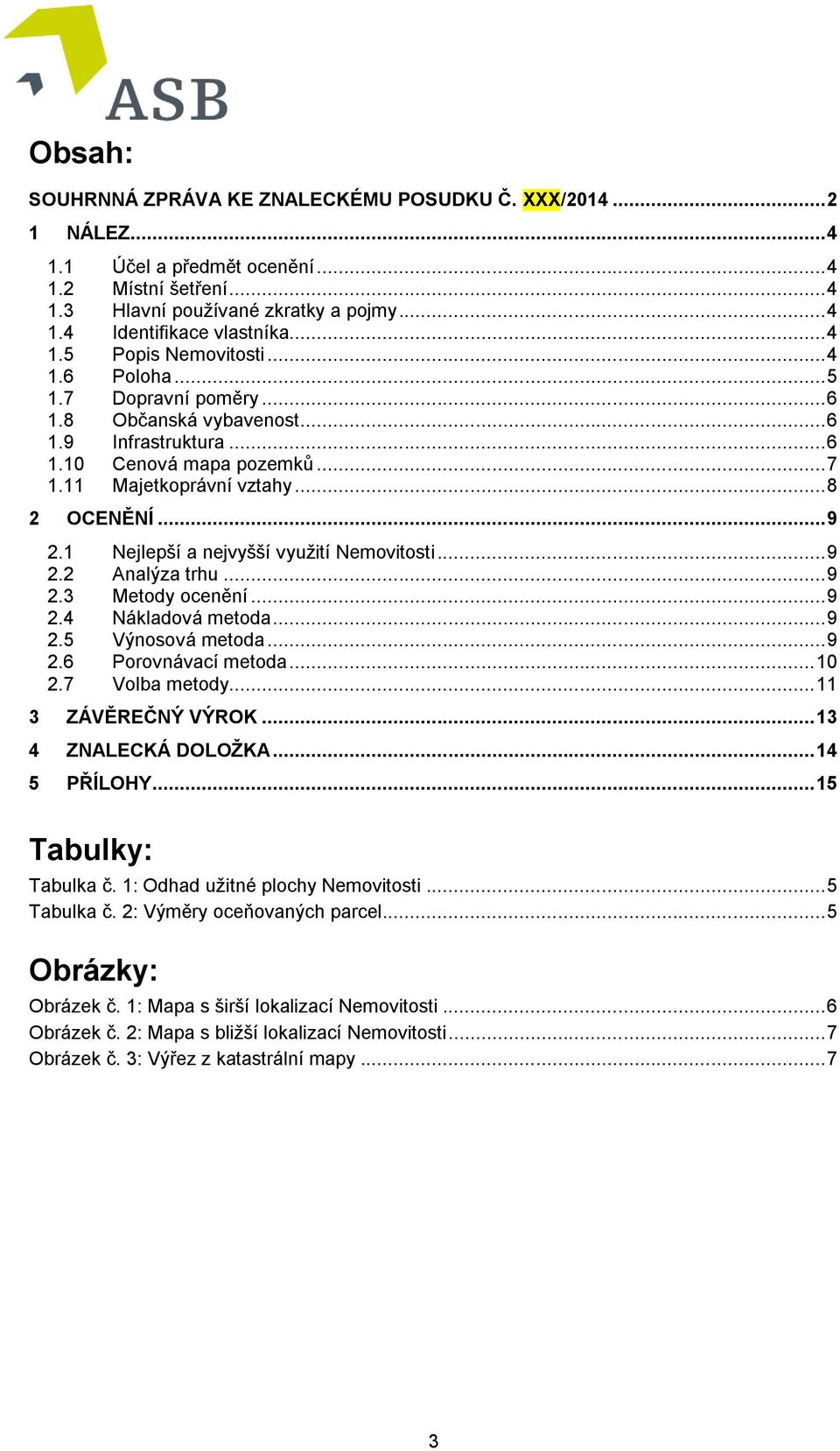 .. 9 2.1 Nejlepší a nejvyšší využití Nemovitosti... 9 2.2 Analýza trhu... 9 2.3 Metody ocenění... 9 2.4 Nákladová metoda... 9 2.5 Výnosová metoda... 9 2.6 Porovnávací metoda... 10 2.7 Volba metody.