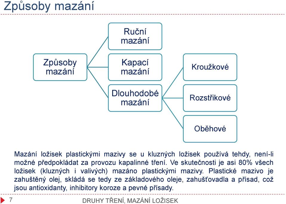 Ve skutečnosti je asi 80% všech ložisek (kluzných i valivých) mazáno plastickými mazivy.