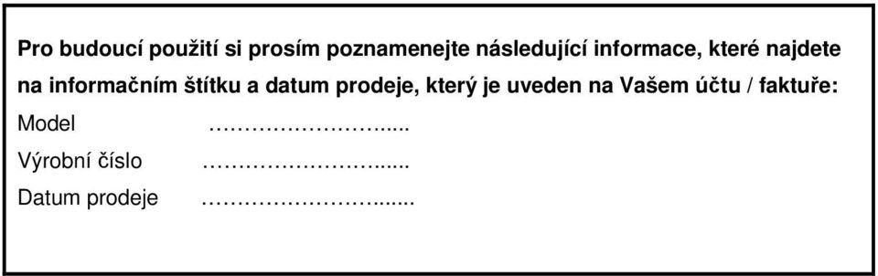 informačním štítku a datum prodeje, který je