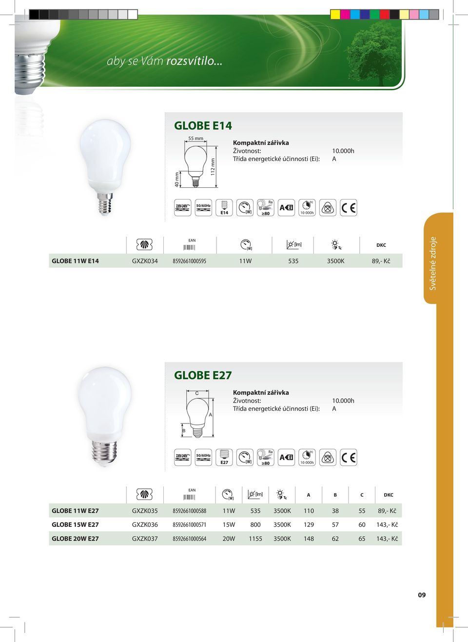 8592661000595 11W 535 3500K 89,- Kč GLOE E27 Třída energetické účinnosti (Ei): GLOE 11W E27