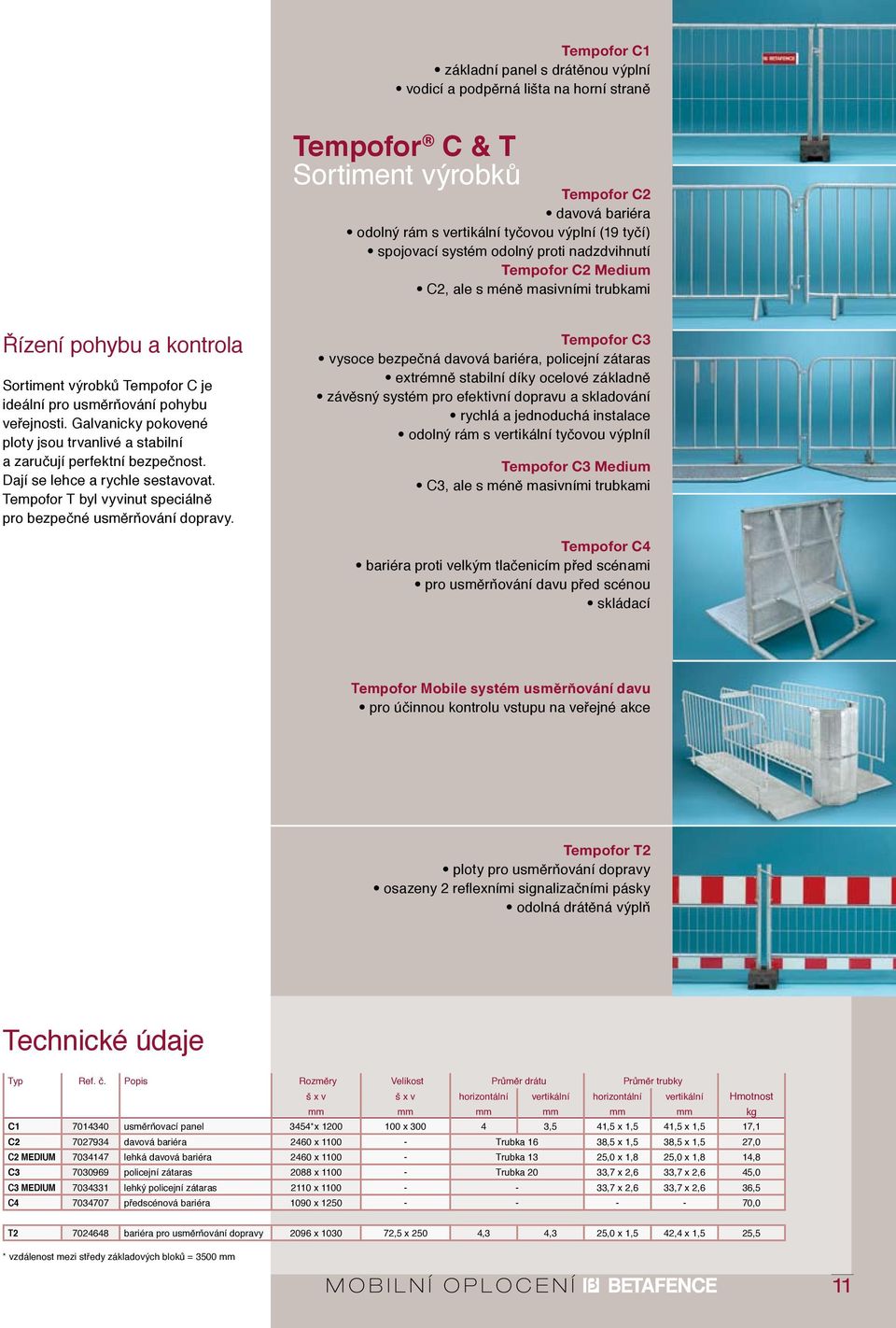 Galvanicky pokovené ploty jsou trvanlivé a stabilní a zaručují perfektní bezpečnost. Dají se lehce a rychle sestavovat. Tempofor T byl vyvinut speciálně pro bezpečné usměrňování dopravy.