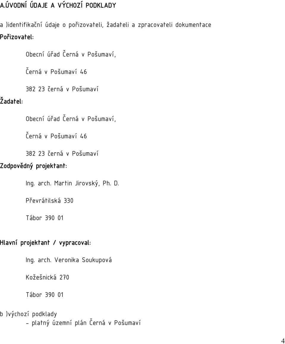 382 23 černá v Pošumaví Zodpovědný projektant: Ing. arch. Martin Jirovský, Ph. D.