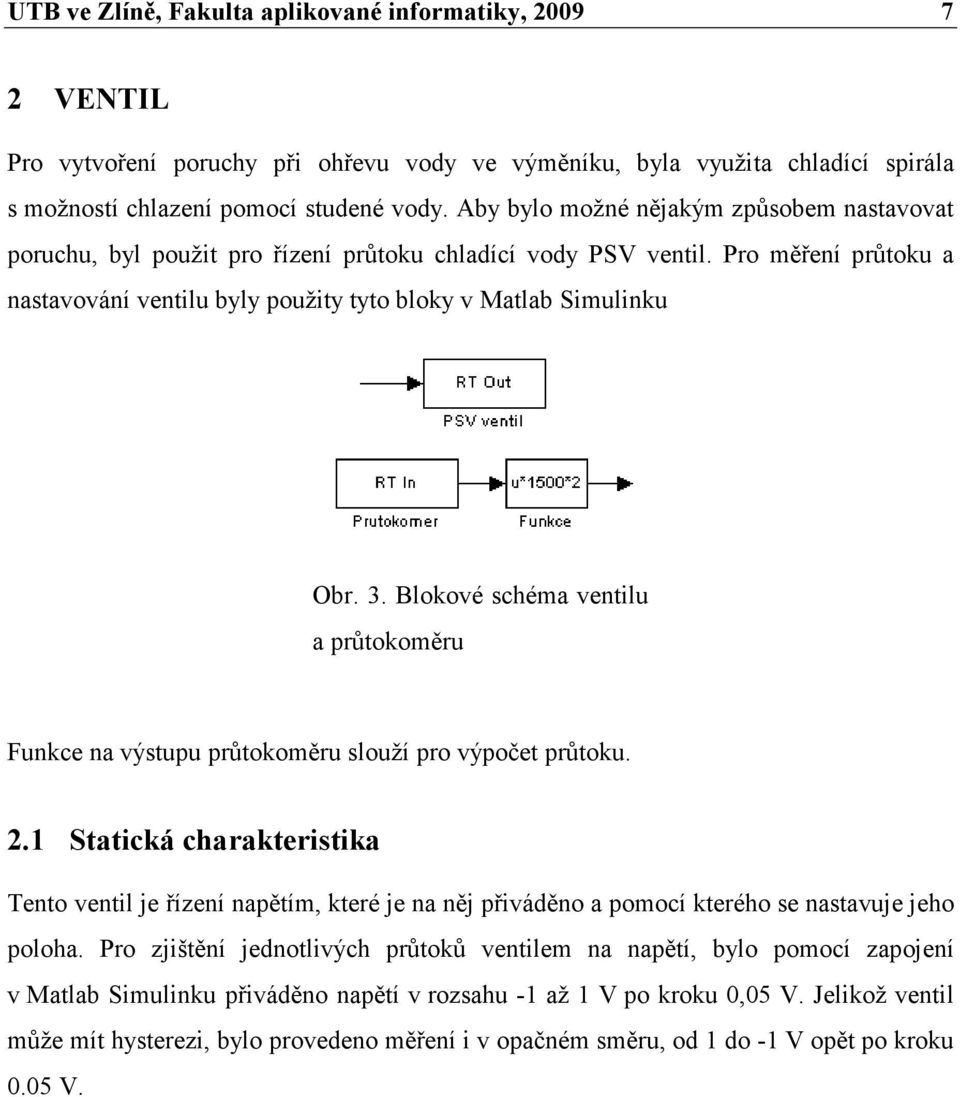 růtokoměru Funkce na výstuu růtokoměru slouží ro výočet růtoku Statická charakteristika Tento ventil je říení naětím, které je na něj řiváděno a omocí kterého se nastavuje jeho oloha Pro jištění