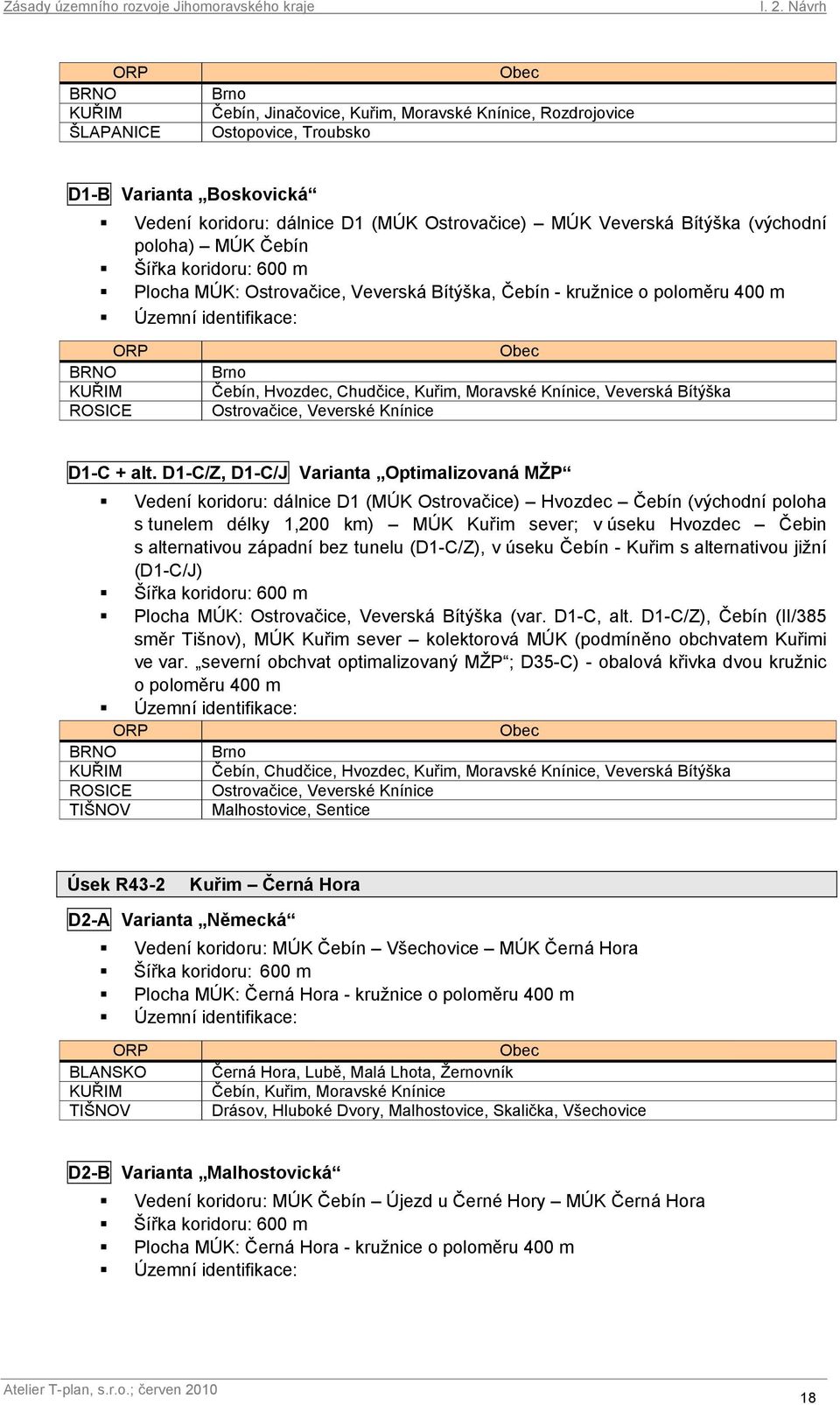 Ostrovačice, Veverské Knínice D1-C + alt.