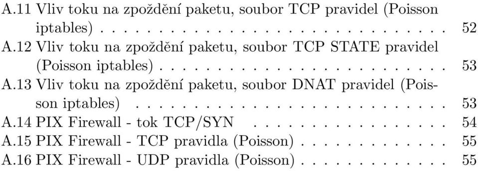 13 Vliv toku na zpoždění paketu, soubor DNAT pravidel (Poisson iptables)........................... 53 A.