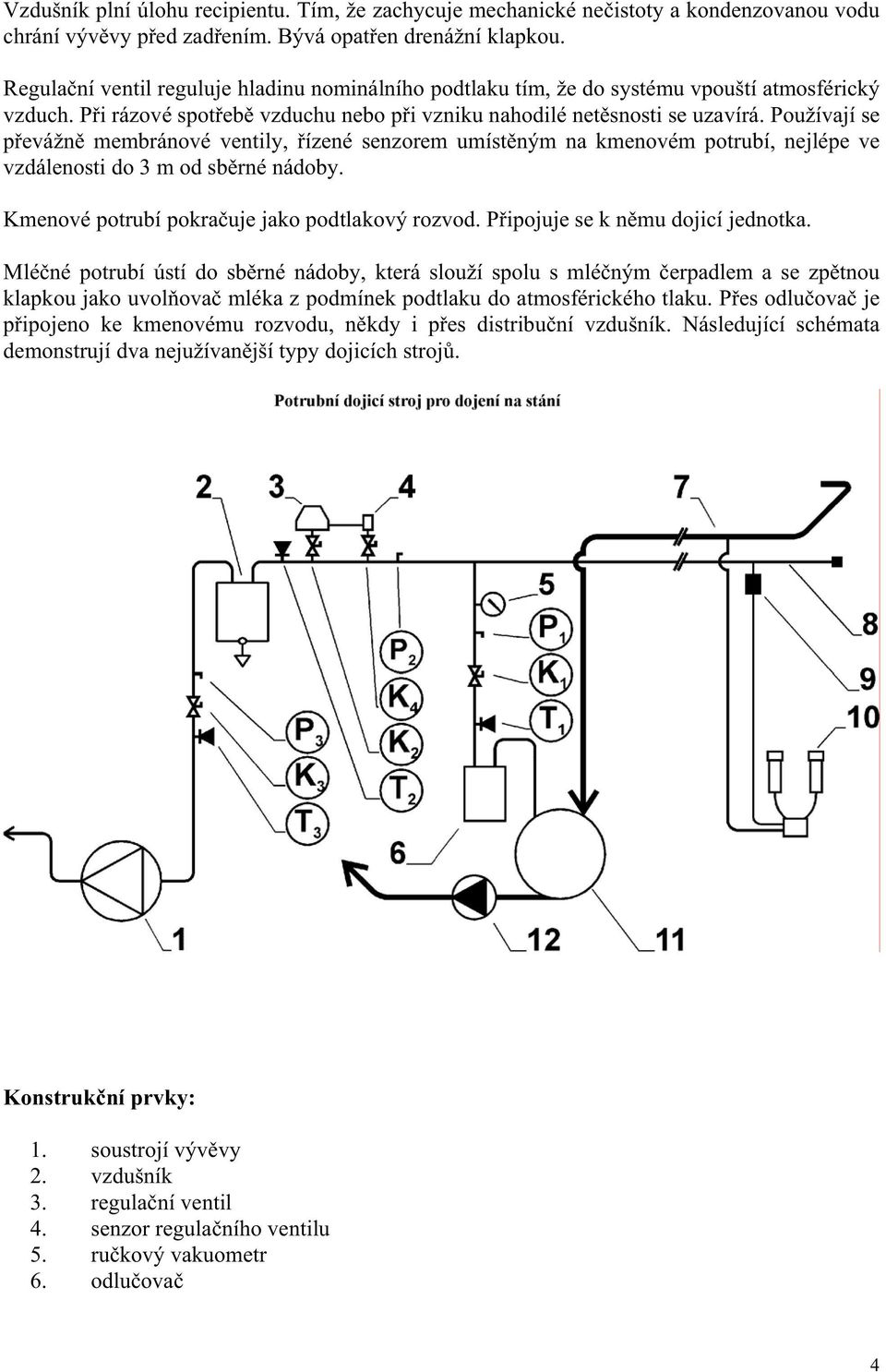 Používají se p evážn membránové ventily, ízené senzorem umíst ným na kmenovém potrubí, nejlépe ve vzdálenosti do 3 m od sb rné nádoby. Kmenové potrubí pokra uje jako podtlakový rozvod.