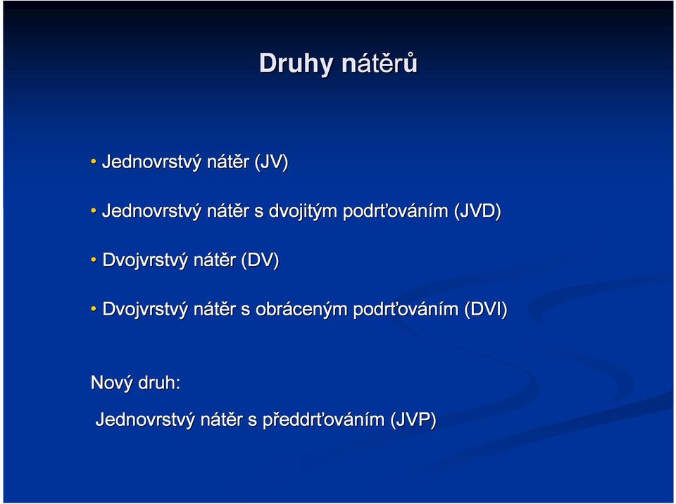 Dvojvrstvý nátěr n r s obráceným podrťov ováním m (DVI) Nový