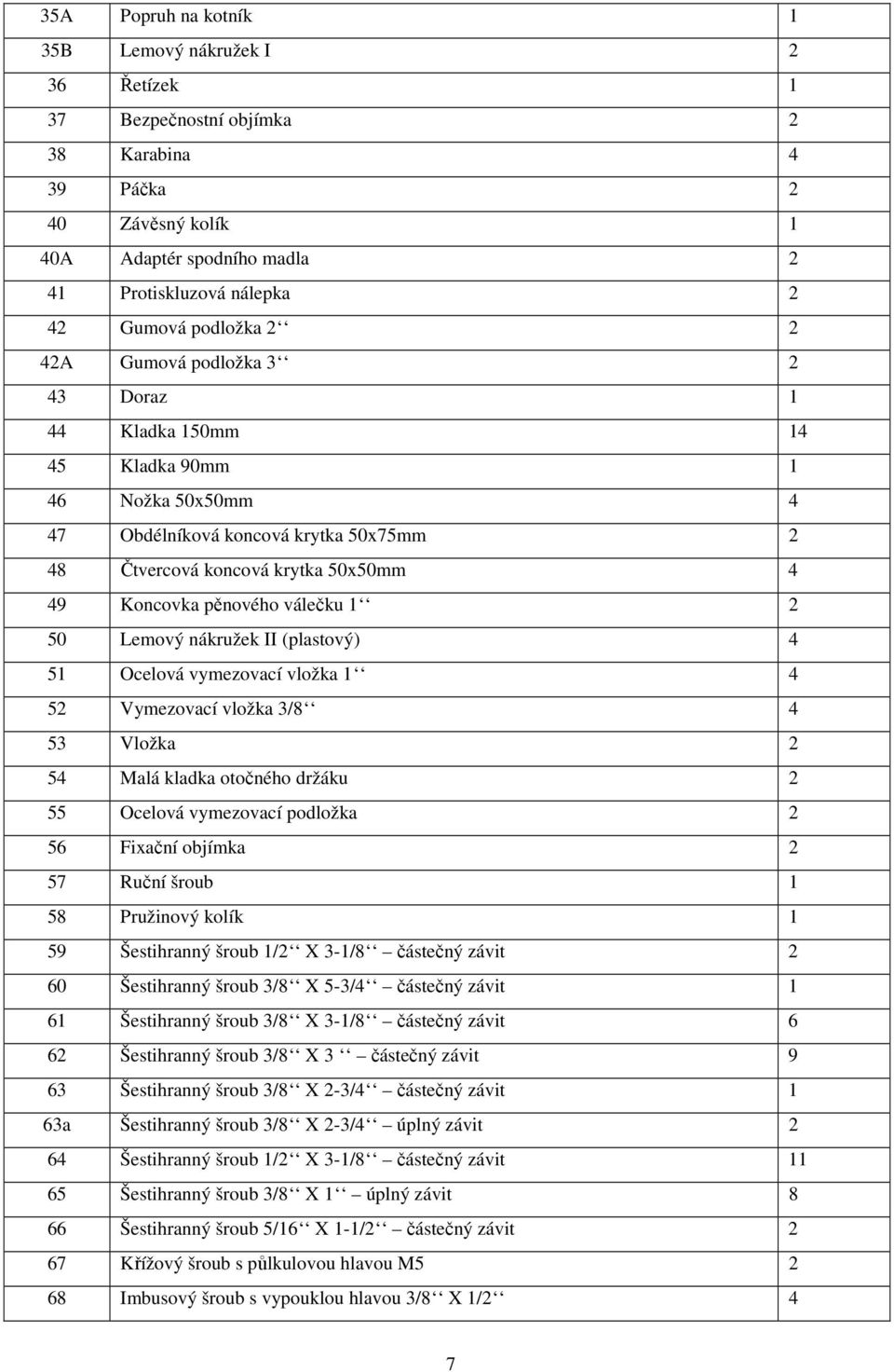 pěnového válečku 1 2 50 Lemový nákružek II (plastový) 4 51 Ocelová vymezovací vložka 1 4 52 Vymezovací vložka 3/8 4 53 Vložka 2 54 Malá kladka otočného držáku 2 55 Ocelová vymezovací podložka 2 56