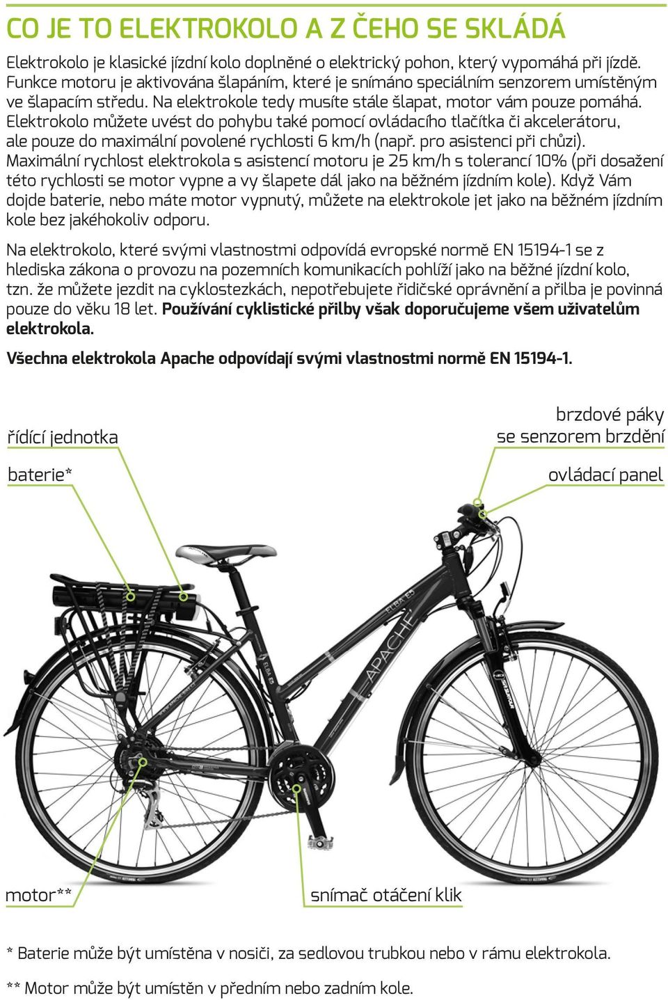 Elektrokolo můžete uvést do pohybu také pomocí ovládacího tlačítka či akcelerátoru, ale pouze do maximální povolené rychlosti 6 km/h (např. pro asistenci při chůzi).