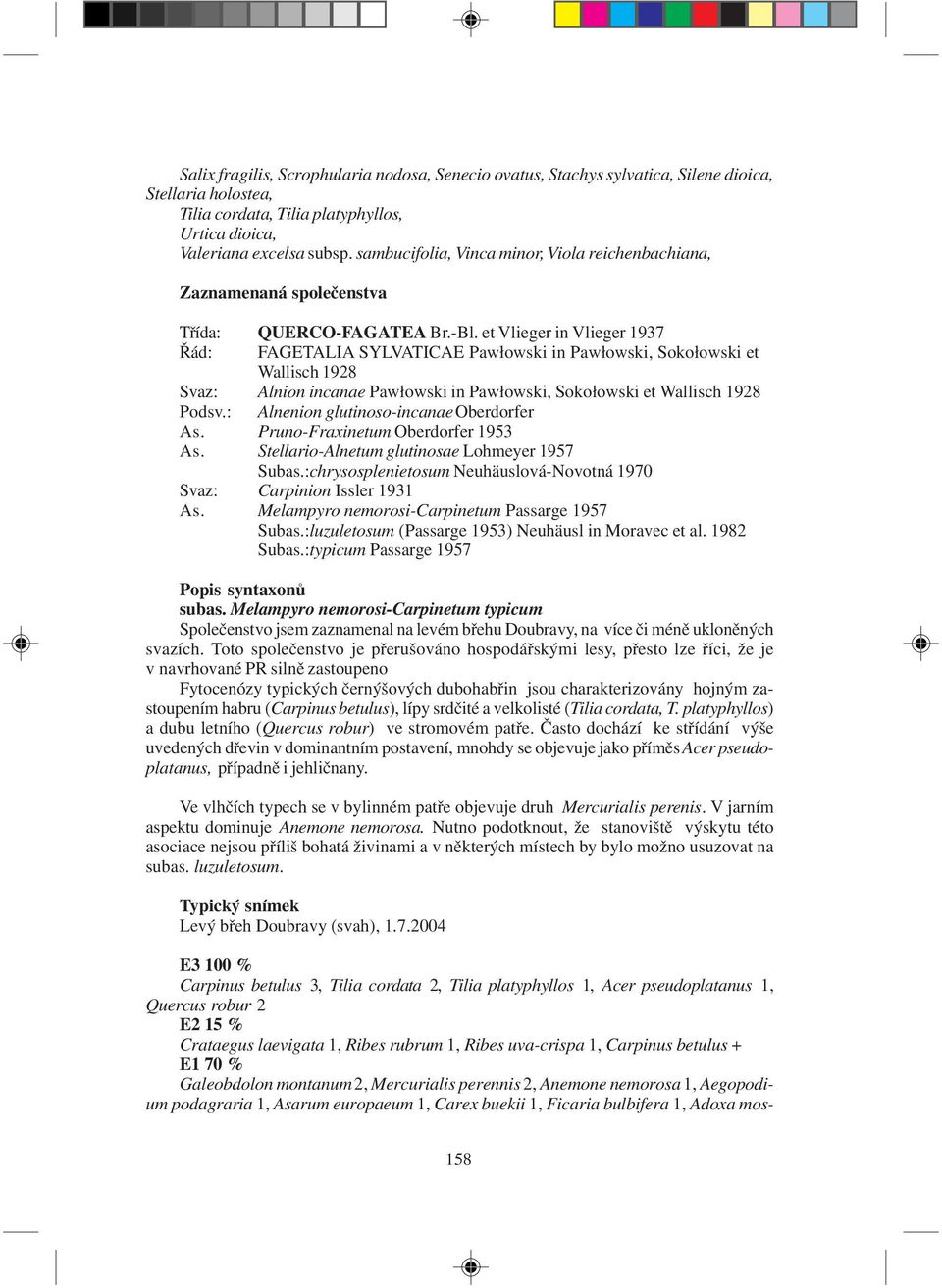 et Vlieger in Vlieger 1937 Øád: FAGETALIA SYLVATICAE Paw³owski in Paw³owski, Soko³owski et Wallisch 1928 Svaz: Alnion incanae Paw³owski in Paw³owski, Soko³owski et Wallisch 1928 Podsv.