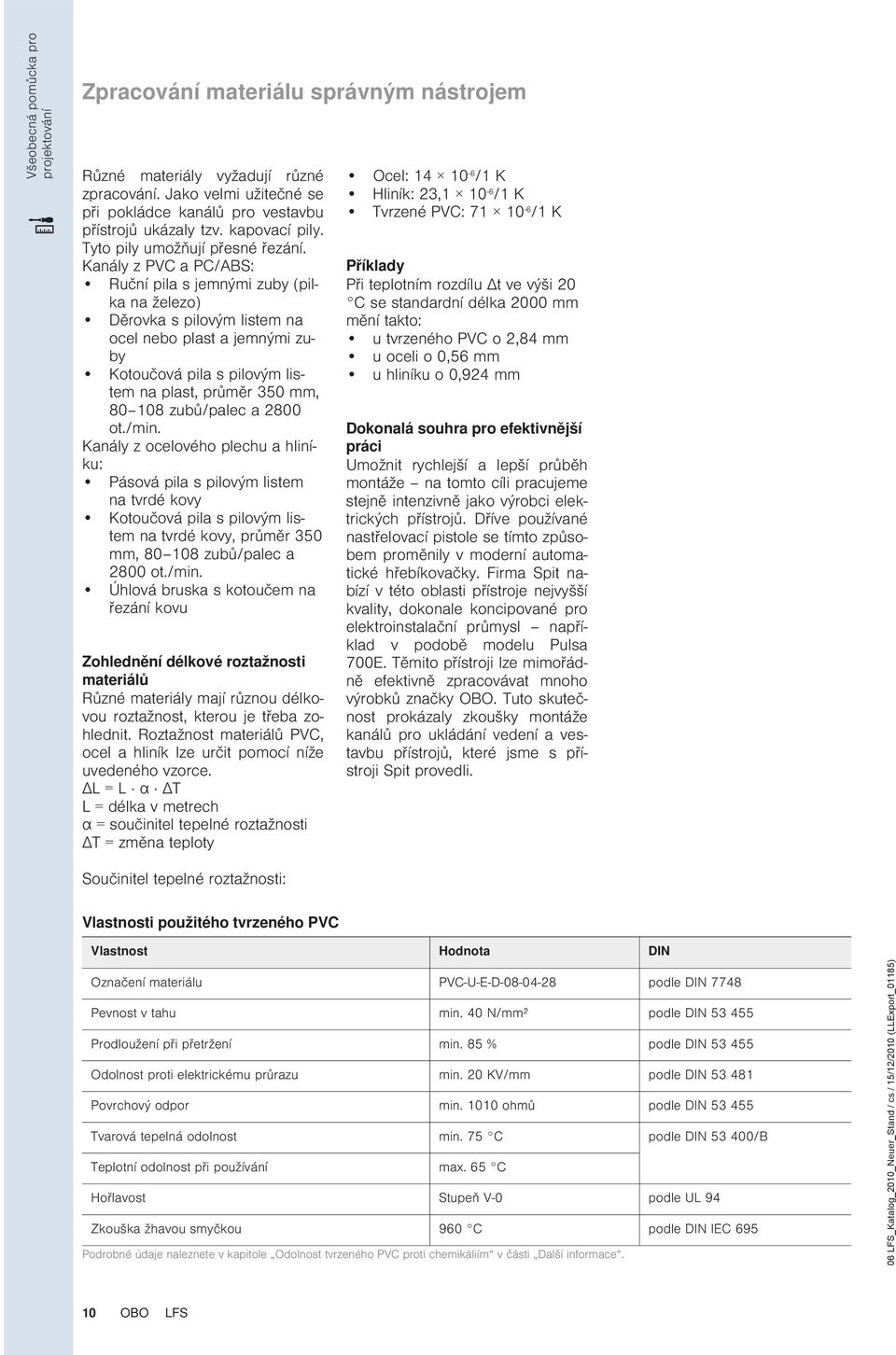 Knály z PVC PC/ABS: Ruční pil s jenýi zuby (pilk n železo) Děrovk s pilový liste n ocel nebo plst jenýi zuby Kotoučová pil s pilový liste n plst, průěr 350, 80 108 zubů/plec 2800 ot./in.