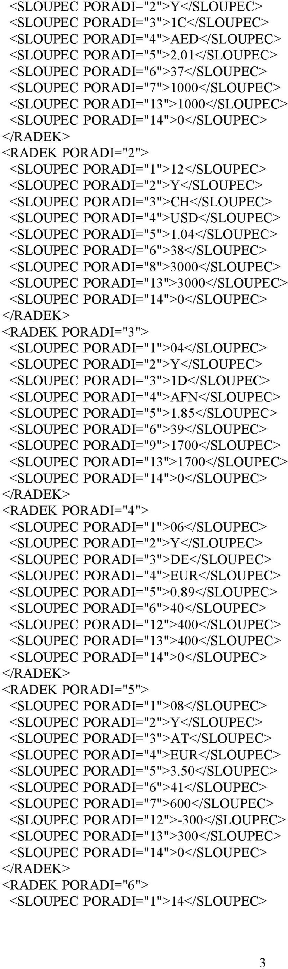 PORADI="1">12</SLOUPEC> <SLOUPEC PORADI="2">Y</SLOUPEC> <SLOUPEC PORADI="3">CH</SLOUPEC> <SLOUPEC PORADI="4">USD</SLOUPEC> <SLOUPEC PORADI="5">1.