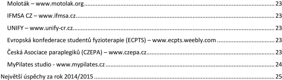 ecpts.weebly.com... 23 Česká Asociace paraplegiků (CZEPA) www.cze