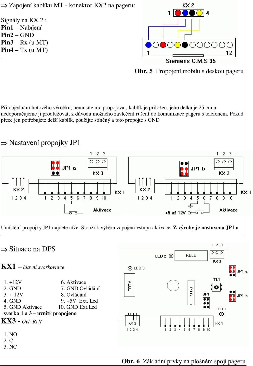 komunikace pageru s telefonem. Pokud pece jen potebujete delší kablík, použijte stínný a toto propojte s GND Nastavení propojky JP1 Umístní propojky JP1 najdete níže.