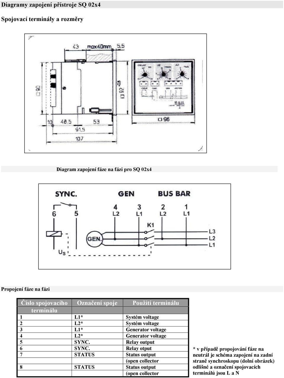 voltage 5 SYNC. Relay output 6 SYNC.