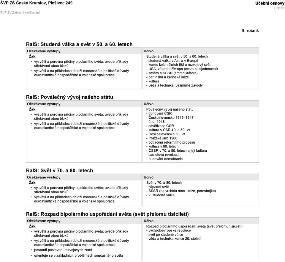 Studená válka a svět v 50. a 60.