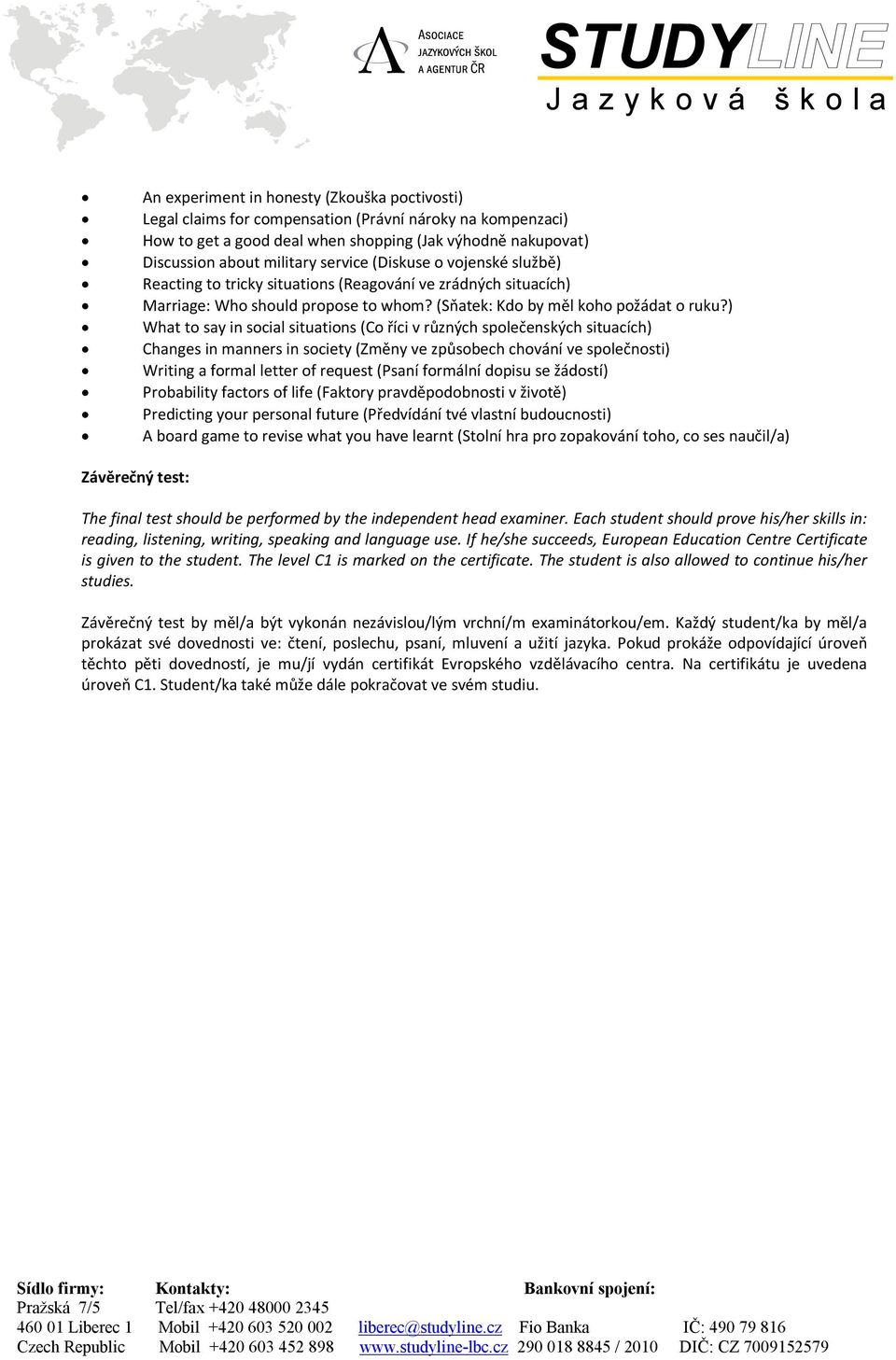 ) What to say in social situations (Co říci v různých společenských situacích) Changes in manners in society (Změny ve způsobech chování ve společnosti) Writing a formal letter of request (Psaní