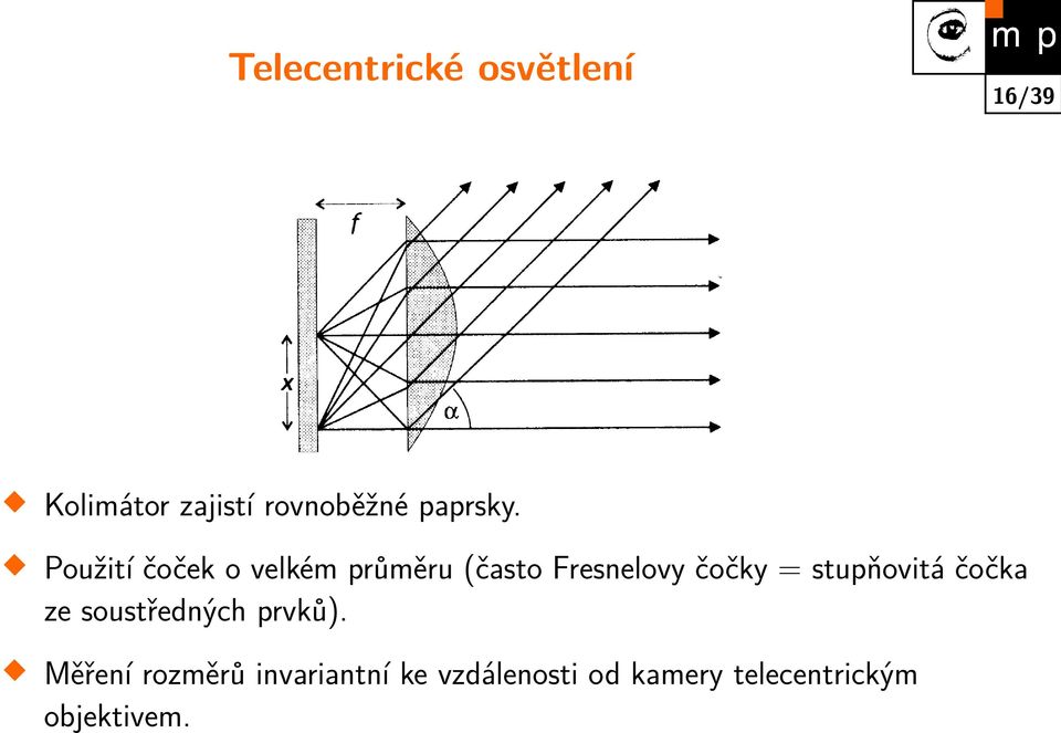 Použití čoček o velkém průměru (často Fresnelovy čočky =