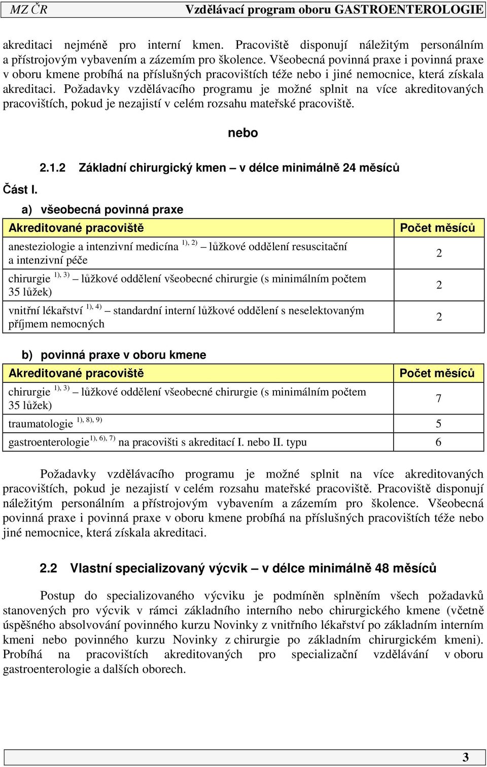 Požadavky vzdělávacího programu je možné splnit na více akreditovaných pracovištích, pokud je nezajistí v celém rozsahu mateřské pracoviště. nebo.