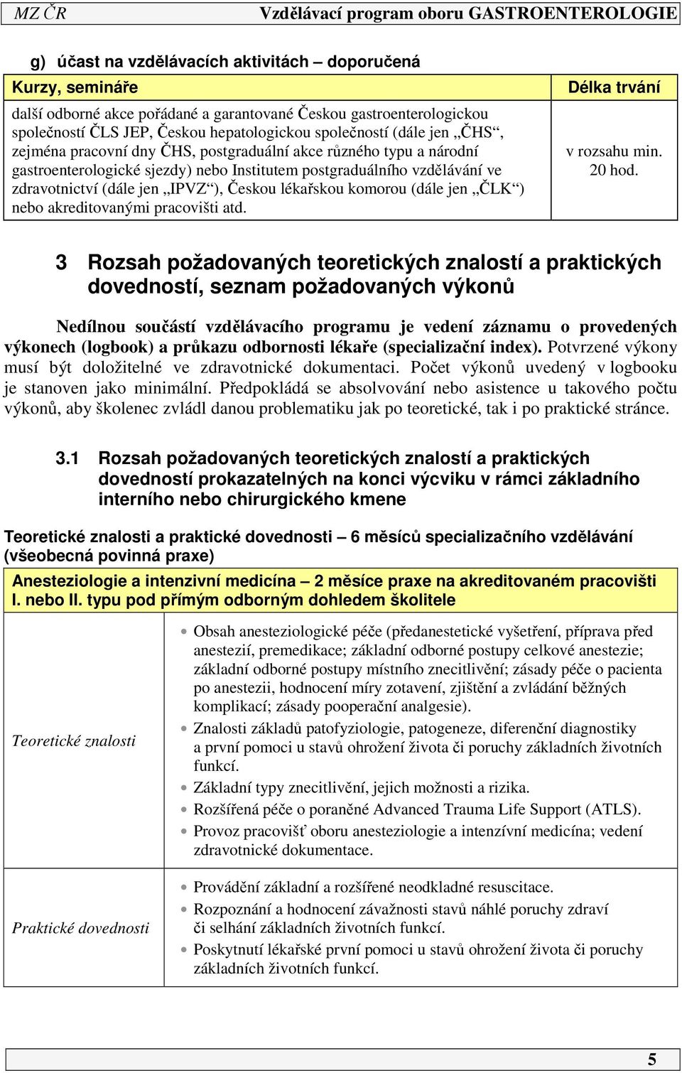 komorou (dále jen ČLK ) nebo akreditovanými pracovišti atd. Délka trvání v rozsahu min. 0 hod.