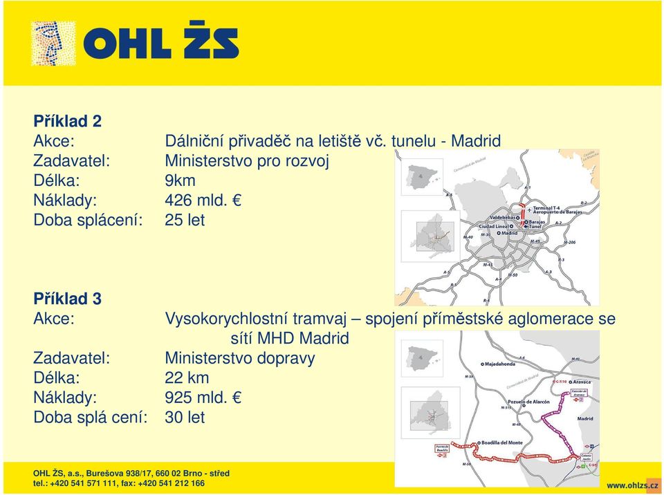 Doba splácení: 25 let Příklad 3 Akce: Zadavatel: Délka: Náklady: 925 mld.