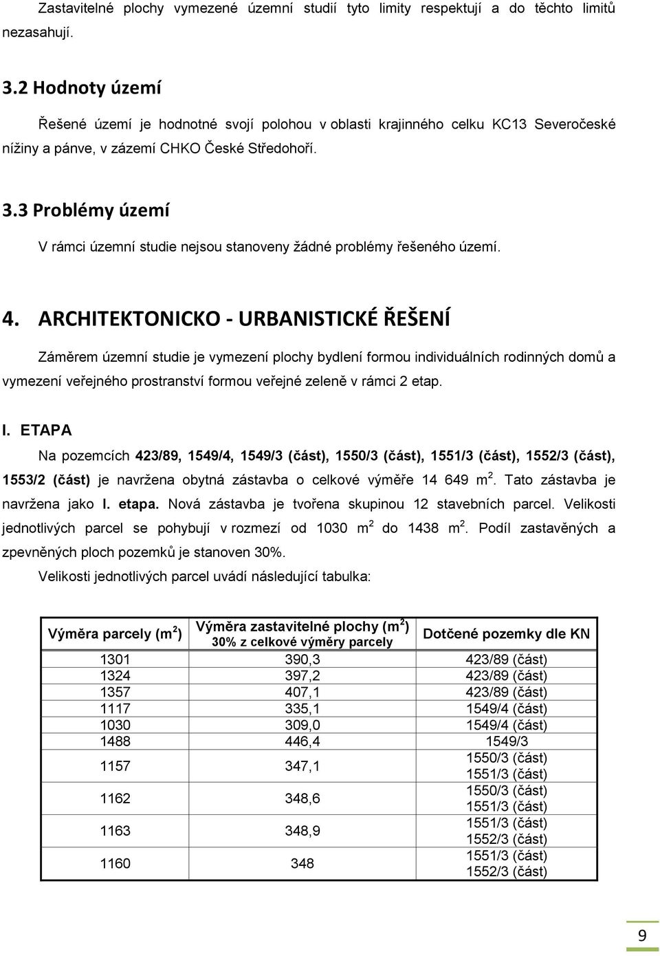 3 Problémy území V rámci územní studie nejsou stanoveny žádné problémy řešeného území. 4.