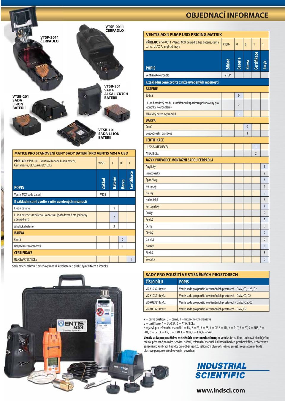 baterií, Černá barva, UL/CSA/ATEX/IECEx Ventis MX4 sada baterií K základní ceně zvolte z níže uvedených možností VTSB- 1 0 1 Základ VTSB Li-ion baterie 1 Li-ion baterie s rozšířenou kapacitou