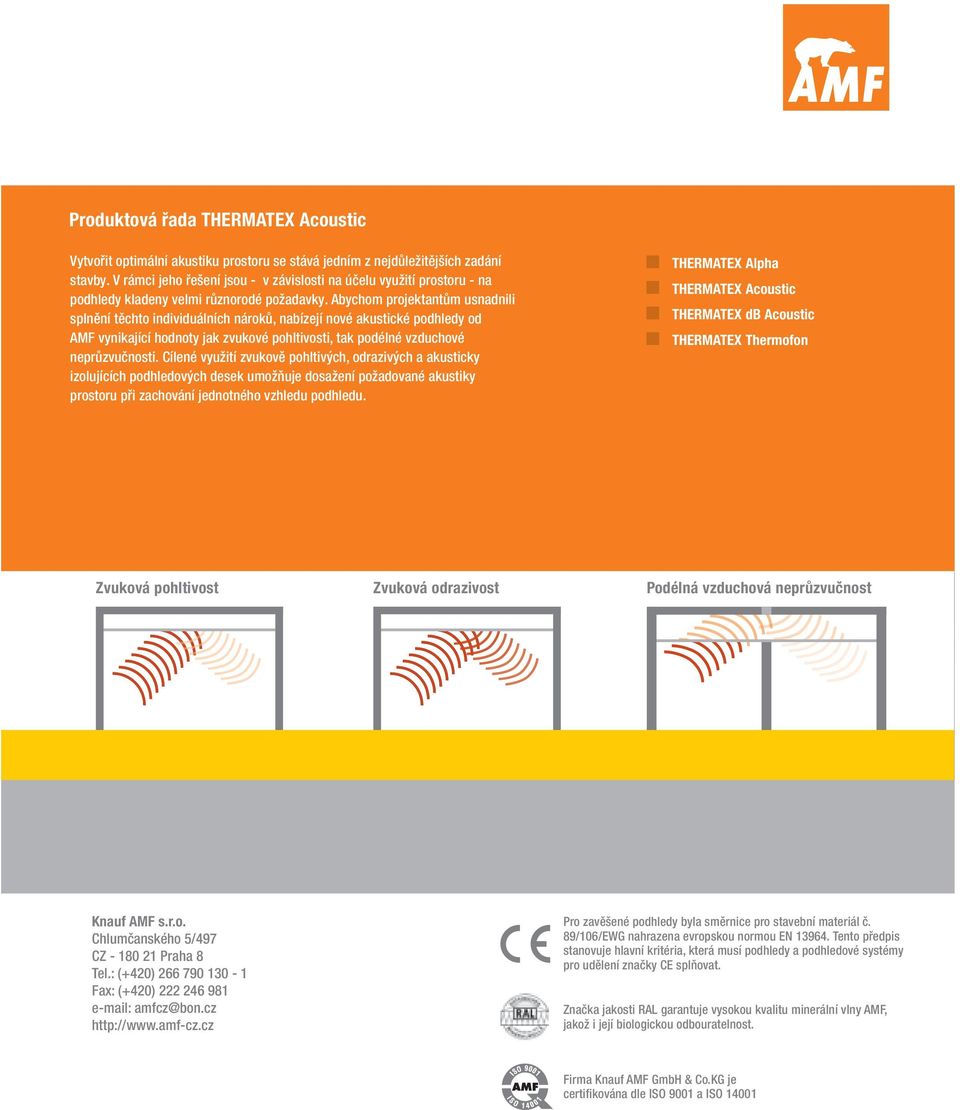 Abychom projektantům usnadnili splnění těchto individuálních nároků, nabízejí nové akustické podhledy od AMF vynikající hodnoty jak zvukové pohltivosti, tak podélné vzduchové neprůzvučnosti.
