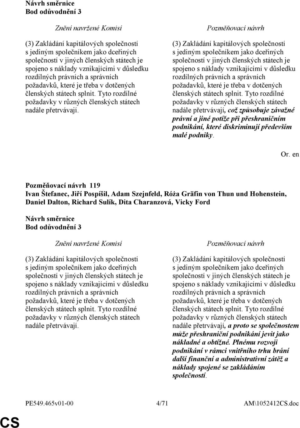 (3) Zakládání kapitálových společností s jediným společníkem jako dceřiných společností v jiných členských státech je spojeno s náklady vznikajícími v důsledku rozdílných právních a správních