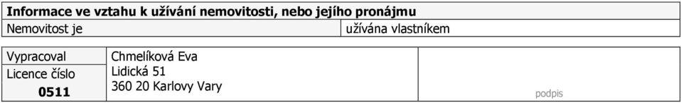 vlastníkem Vypracoval Licence číslo 0511