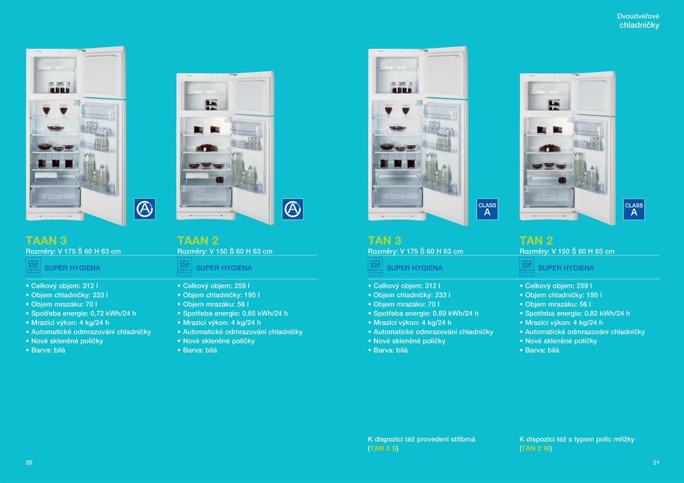 chadniãky Nové skenûné poiãky Barva: Cekov objem: Objem chadniãky: Objem mrazáku: 70 Spotfieba energie: 0,89 kwh/ h Mrazící v kon: kg/ h utomatické odmrazování chadniãky Nové skenûné poiãky Barva: